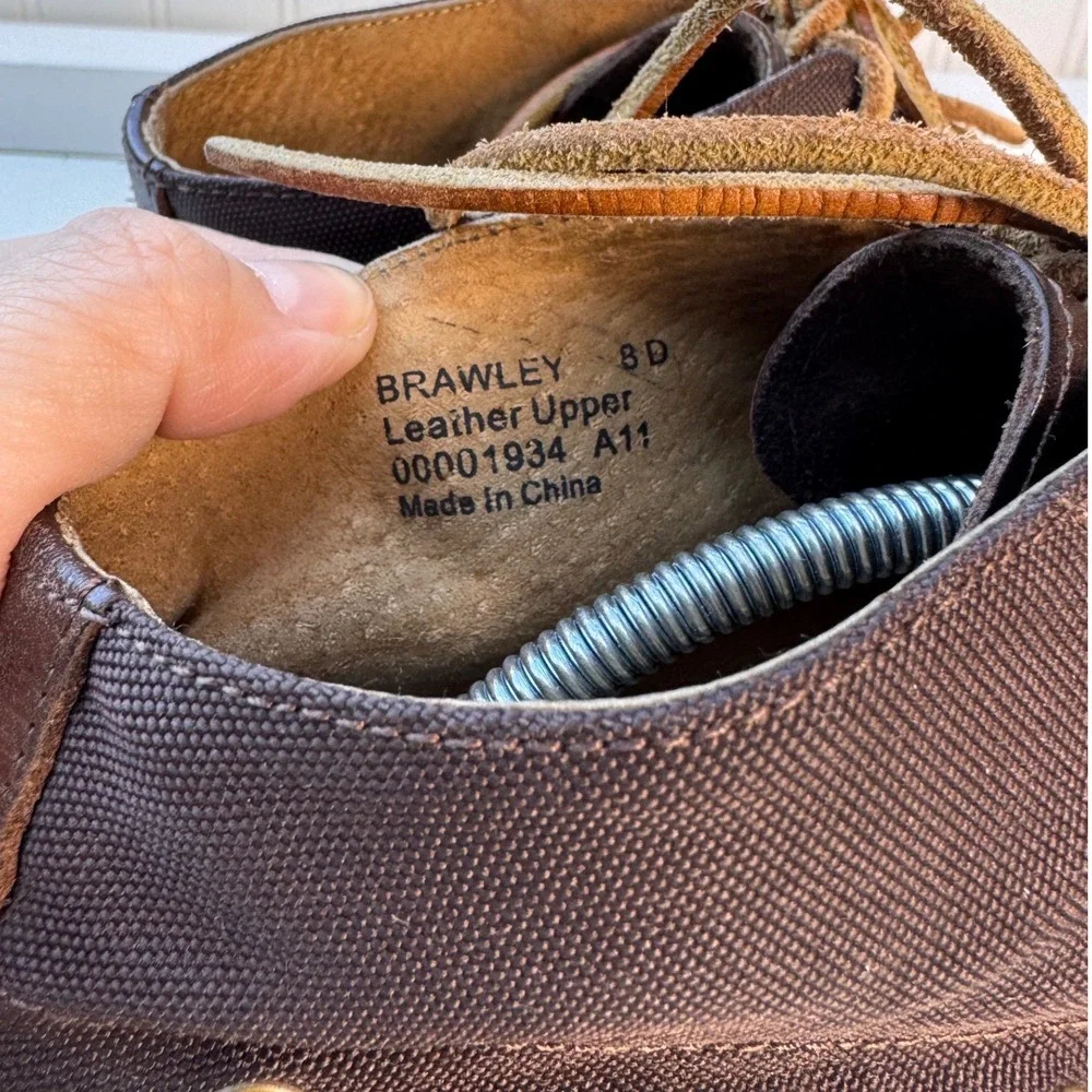 Polo‎ Ralph Lauren Brawley Mens 8D Dark Brown Leather Canvas Chukka Boat Boots